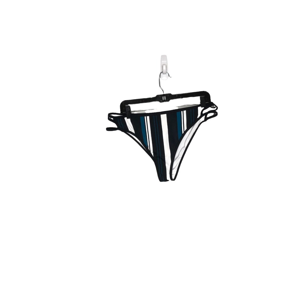 4/$25 Cupshe Bikini Bottoms Womens XXL Blue Striped Swimsuit Beach Cruise NWT